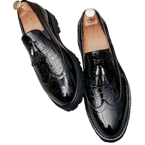 Depally Men's Brogue Tie Designers Shoe Black